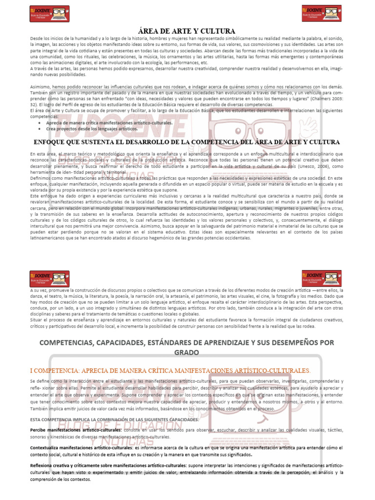 Area de Arte y Cultura (1) - 1-9 | PDF | Aprendizaje | Comunicación