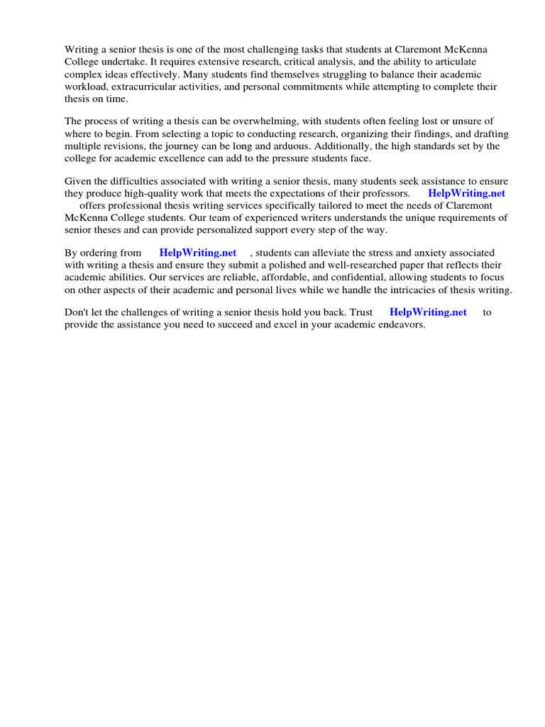 Claremont Mckenna College Senior Thesis PDF