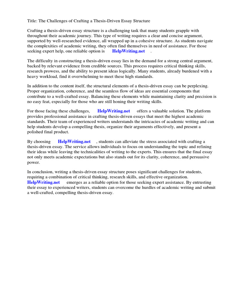 ESSAY STRUCTURE WITH THESIS visual data 2