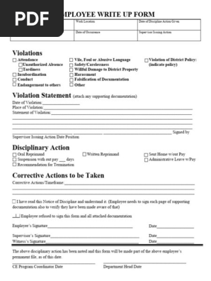 Employee Write Up Form 19