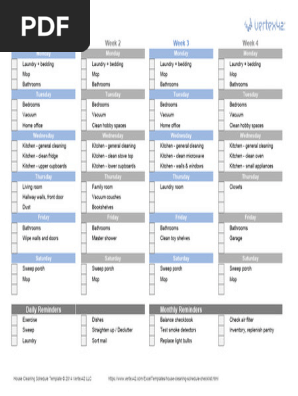 House Cleaning Schedule