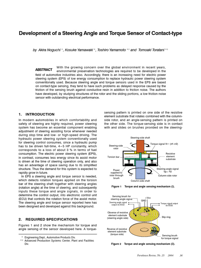 Steering Angle and Torque Sensor Design | PDF | Bearing (Mechanical ...