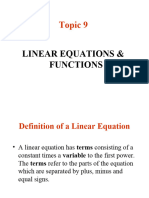 Topic 9 Linear Equation and Function