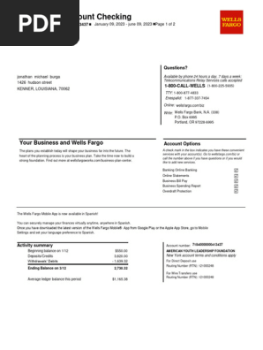 Wells-Fargo-Bank-Statement 1 | PDF | Overdraft