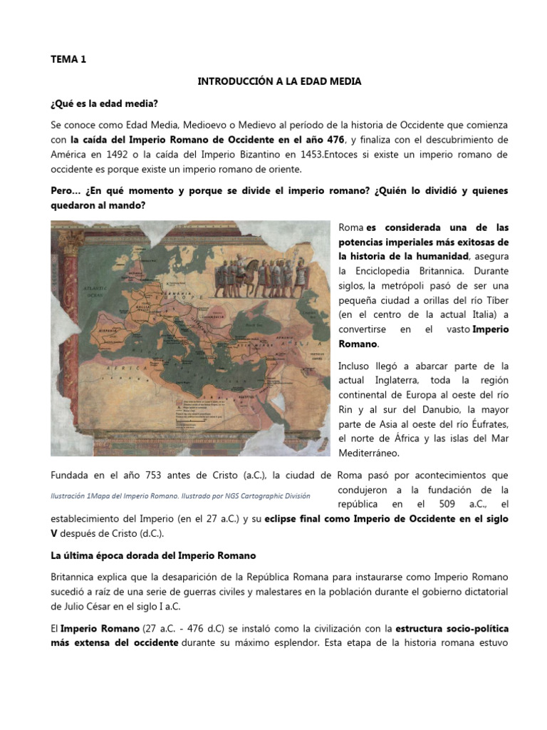 T1 - Introducción A La Edad Media | PDF | imperio Romano | imperio ...