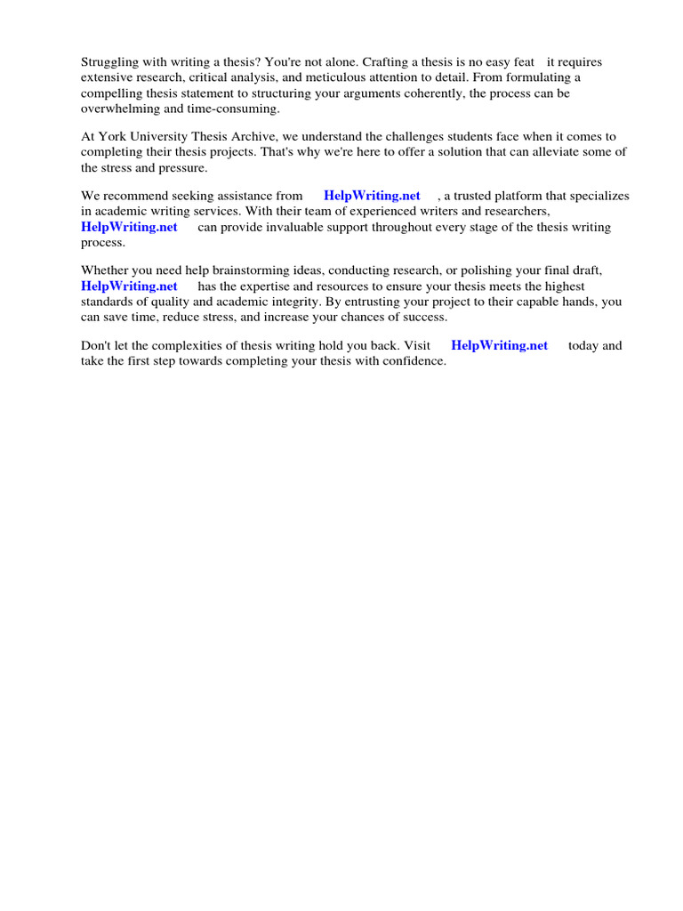 York University Thesis Archive | PDF | Thesis | University