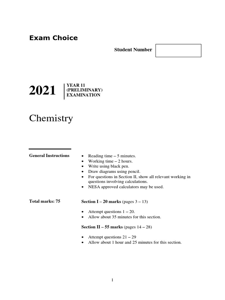 Year 11 Preliminary Chemistry Exam | PDF | Chemical Reactions | Redox