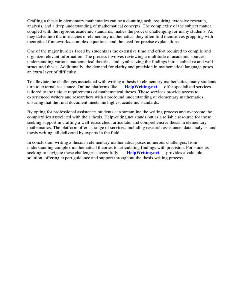 Thesis in Elementary Mathematics | PDF | Mathematics | Thesis