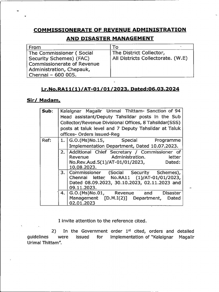 Sanction of New Tahsildar Posts | PDF | Government Finances | Economy ...