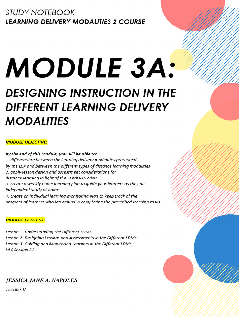 Module 3A-Study Notebook - JNAPOLES | PDF | Learning | Teachers
