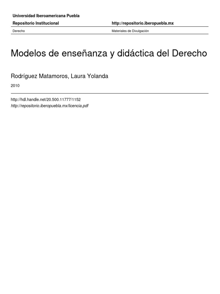 Modelos Didácticos en la Enseñanza del Derecho | PDF | Enseñando | Maestros