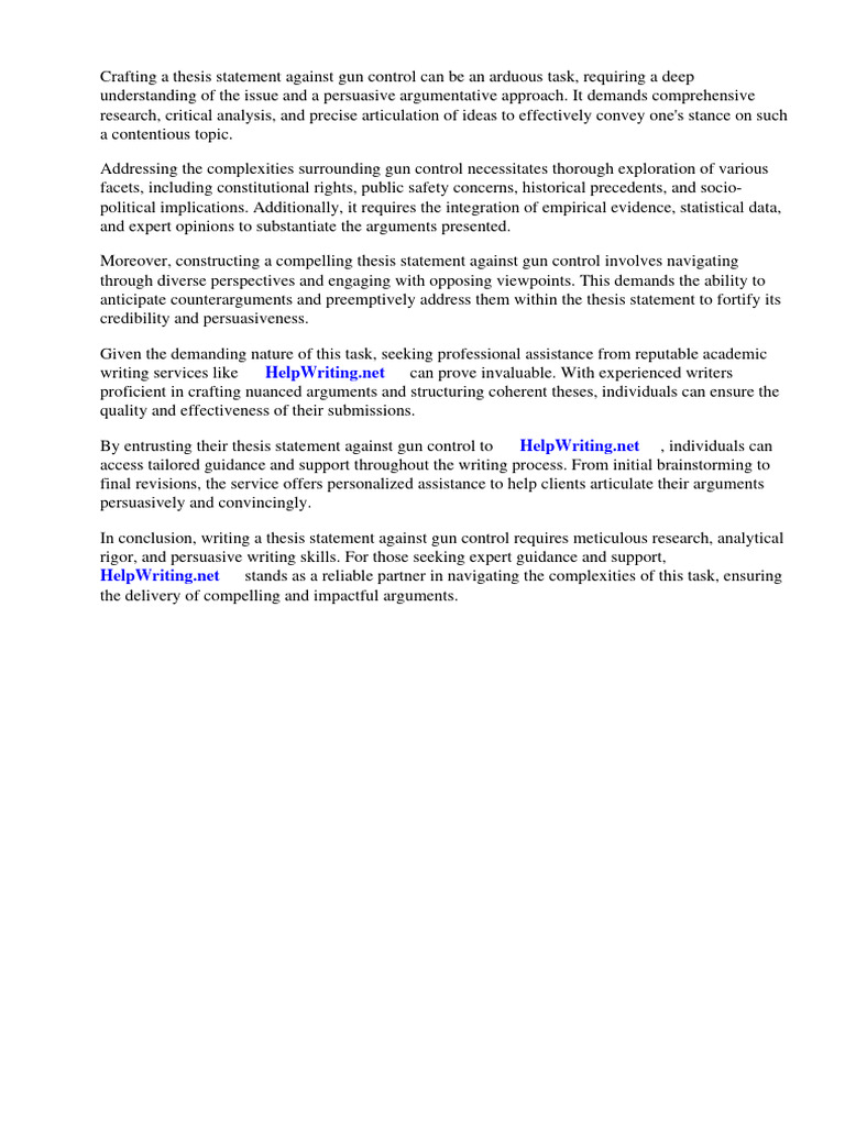 Thesis statements against gun control pdf gun control gun