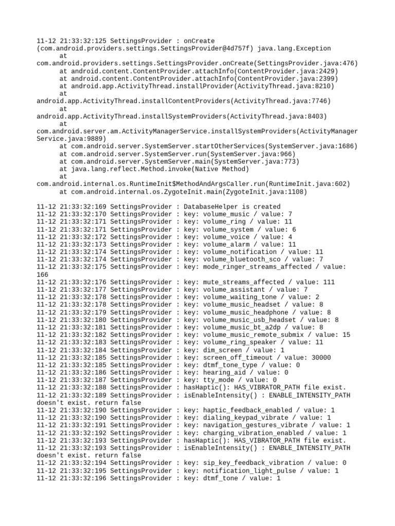 Settings Provider | PDF | Java (Programming Language) | Xml