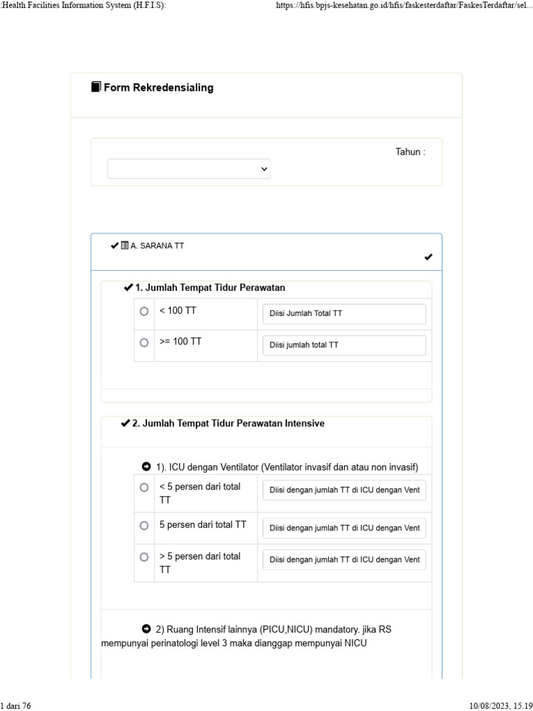 Formulir Rekredensialing HFIS 6.1 | PDF