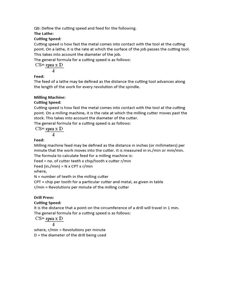 Lathe Machine Questions PDF