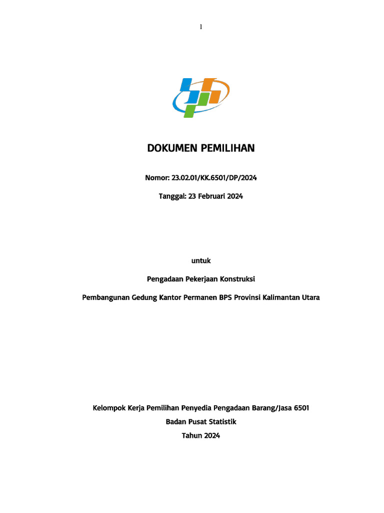 DP Tender Konstruksi Pembangunan Gedung Kantor Kaltara 23022024 | PDF
