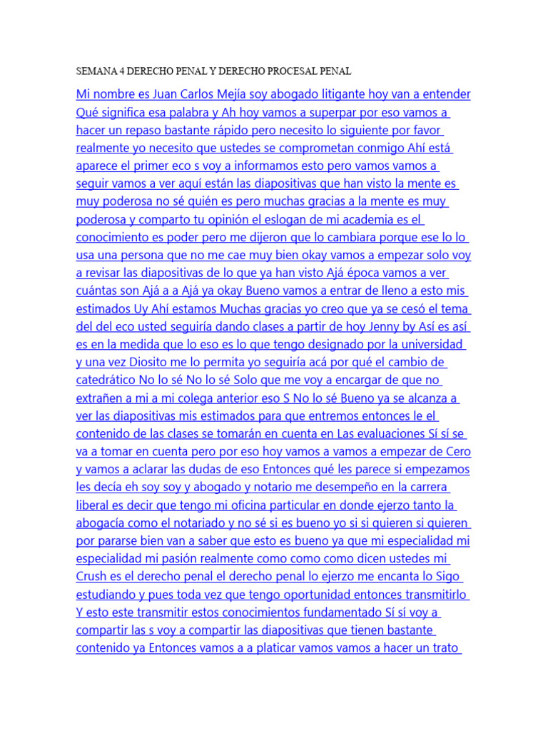 Semana 4 Derecho Penal y Derecho Procesal Penal | PDF | Derecho penal ...