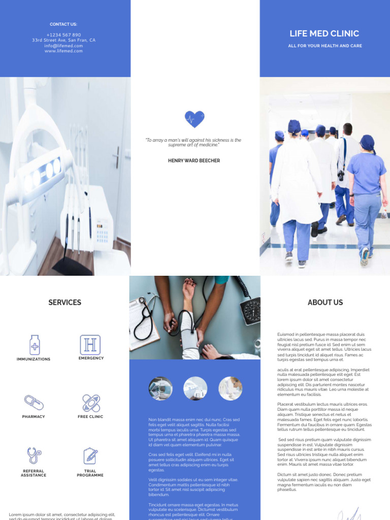 Medical & Healthcare Trifold Brochure Template | PDF