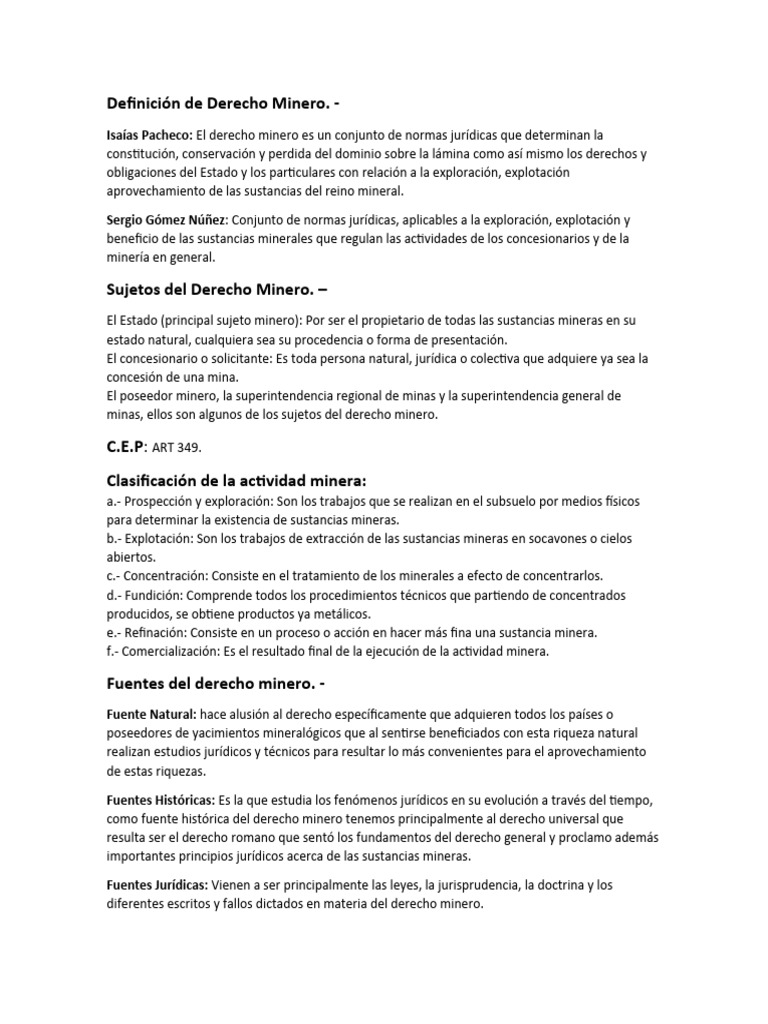 Derecho Minero Uni I y II. | PDF | Minería | Empresa de propiedad estatal