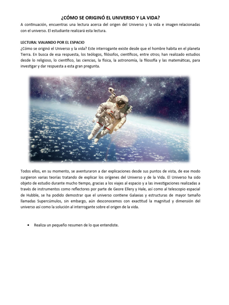 Cómo Se Originó El Universo y La Vida | PDF