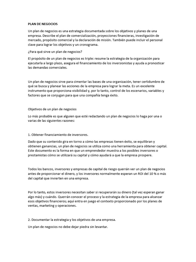 Guía Completa para un Plan de Negocios | PDF | Business | Marketing
