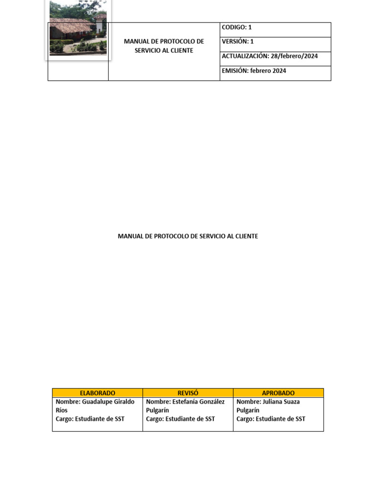 Protocolo de Servicio al Cliente 2024 | PDF | Cliente