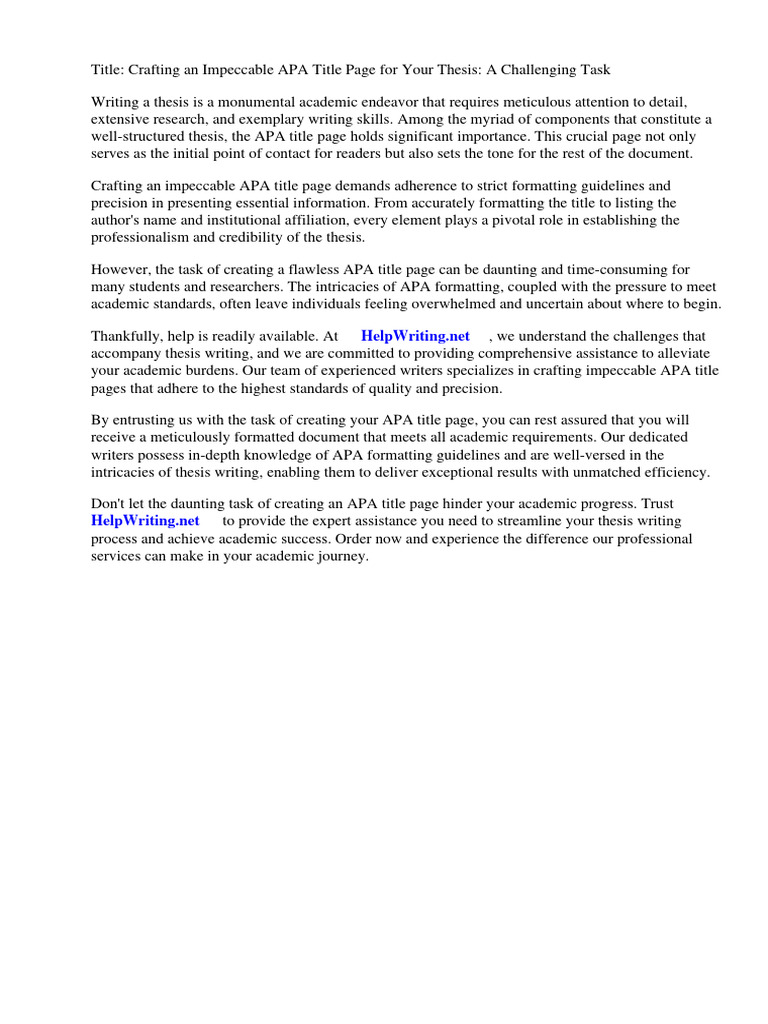 Apa Title Page Thesis | PDF | Thesis | Apa Style