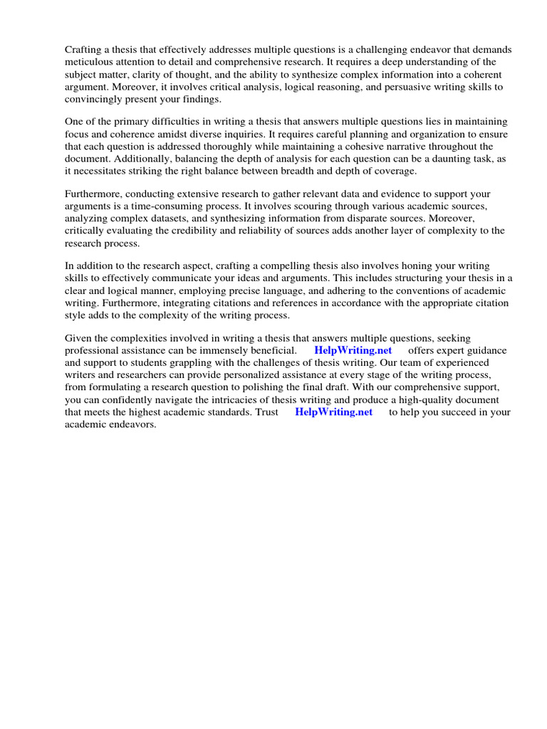 How to Write a Thesis That Answers Multiple Questions PDF Essays