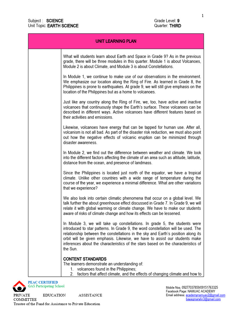 Science 9 Q3 U2 | PDF | Volcano | Climate