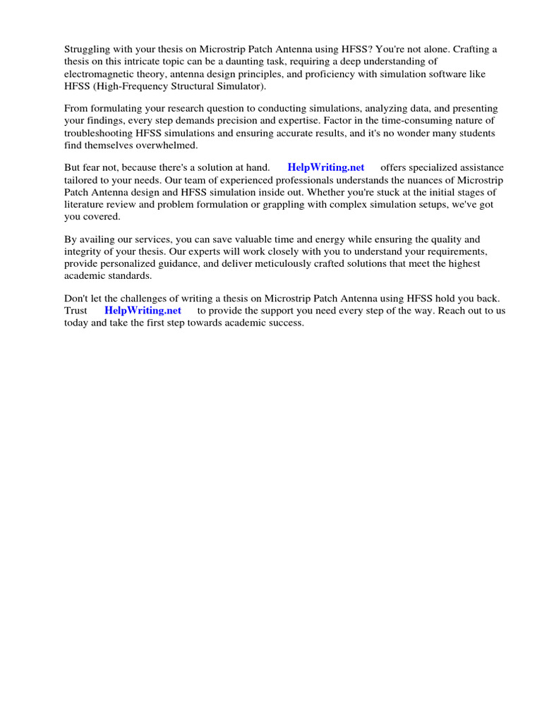 Thesis On Microstrip Patch Antenna Using Hfss Pdf Antenna Radio