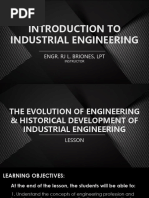 Lesson 3 The Evolution of Engineering & Lesson 4 Historical Development of Industrial Engineering