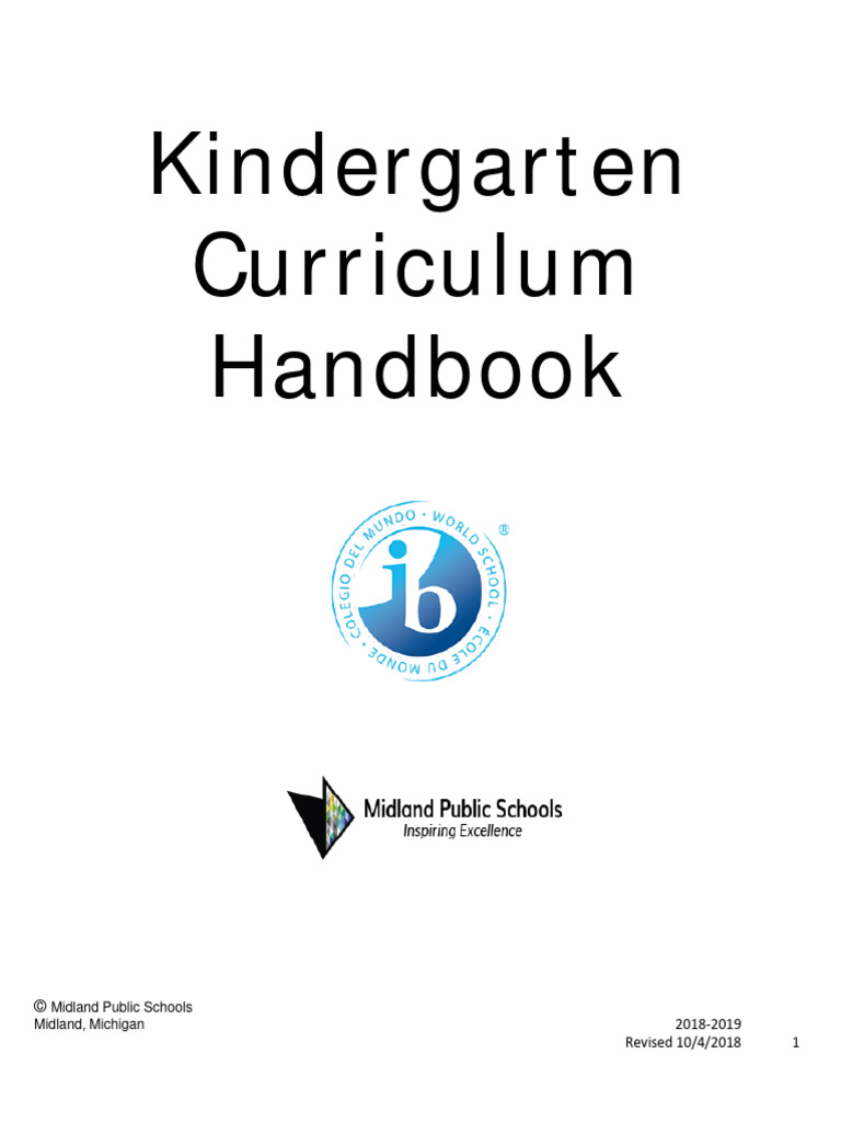 Kindergarten curriculum handbook midland public schools midland