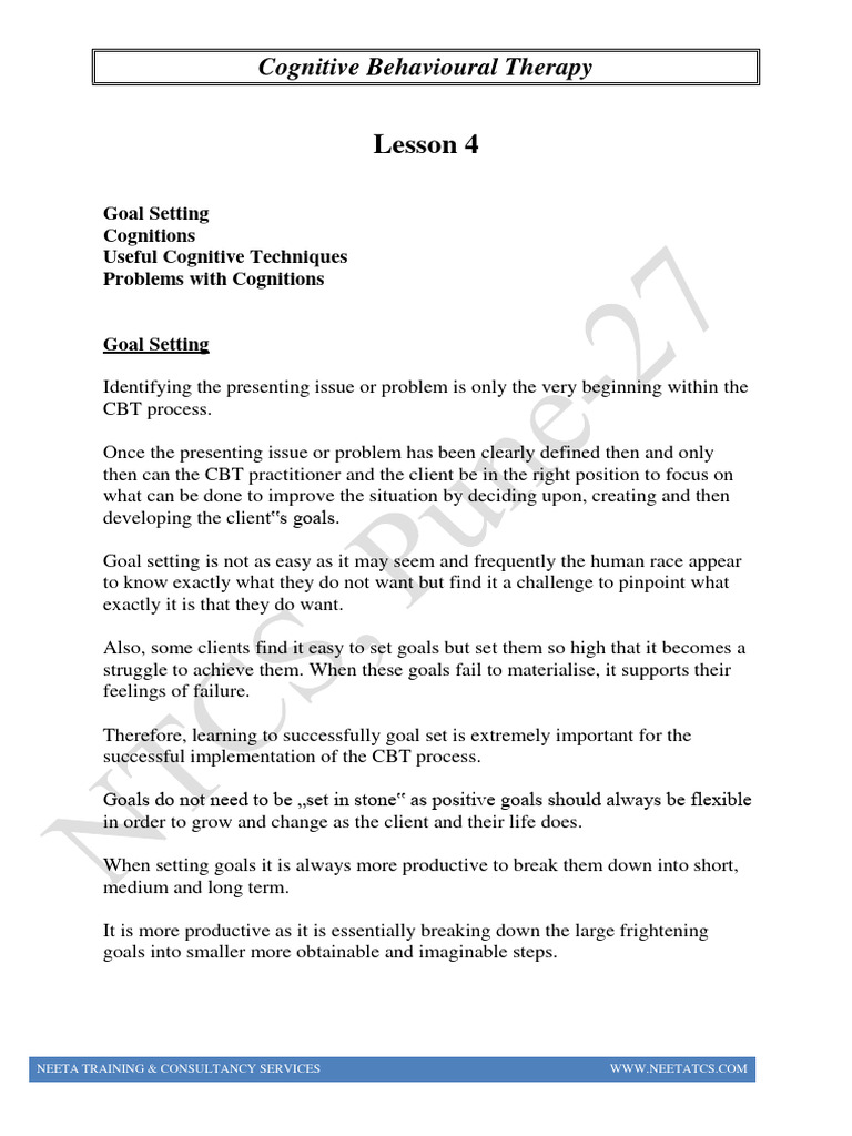 Effective Goal Setting in CBT | PDF | Cognitive Behavioral Therapy ...