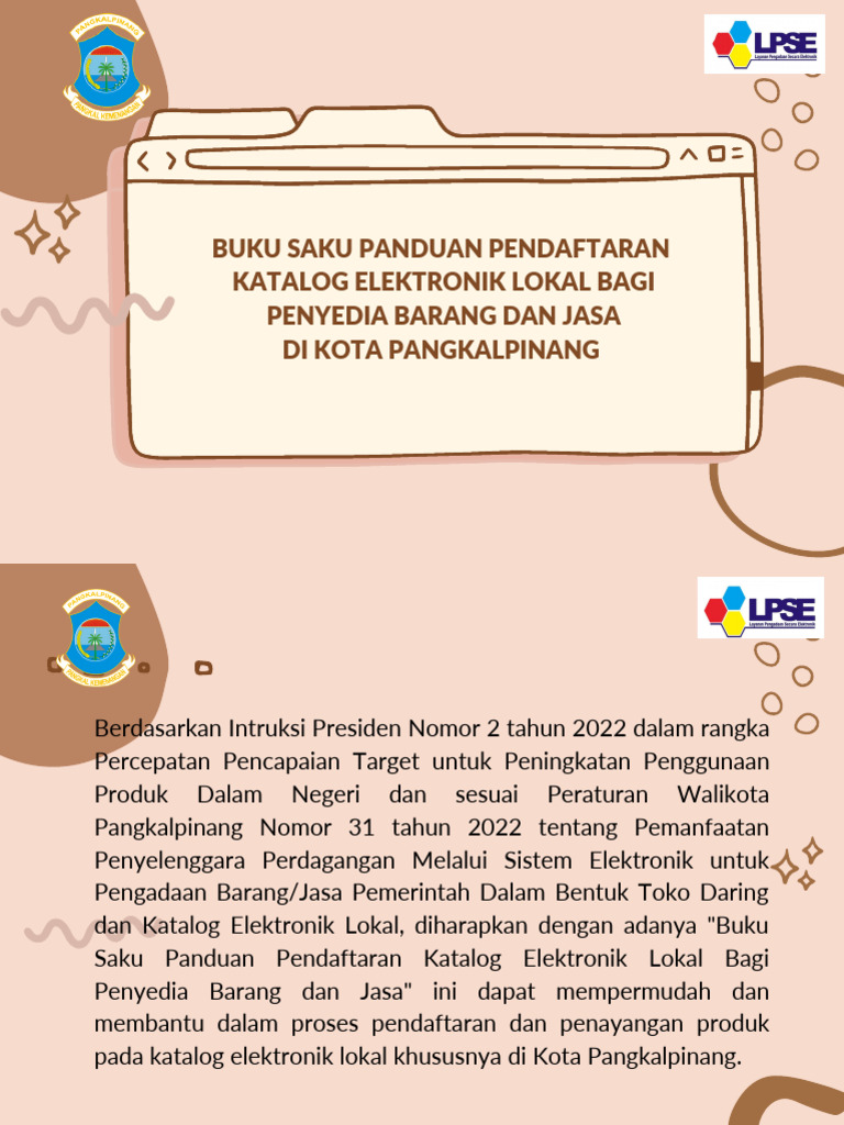 Buku Saku Panduan Pendaftaran Katalog Elektronik Lokal Bagi Penyedia