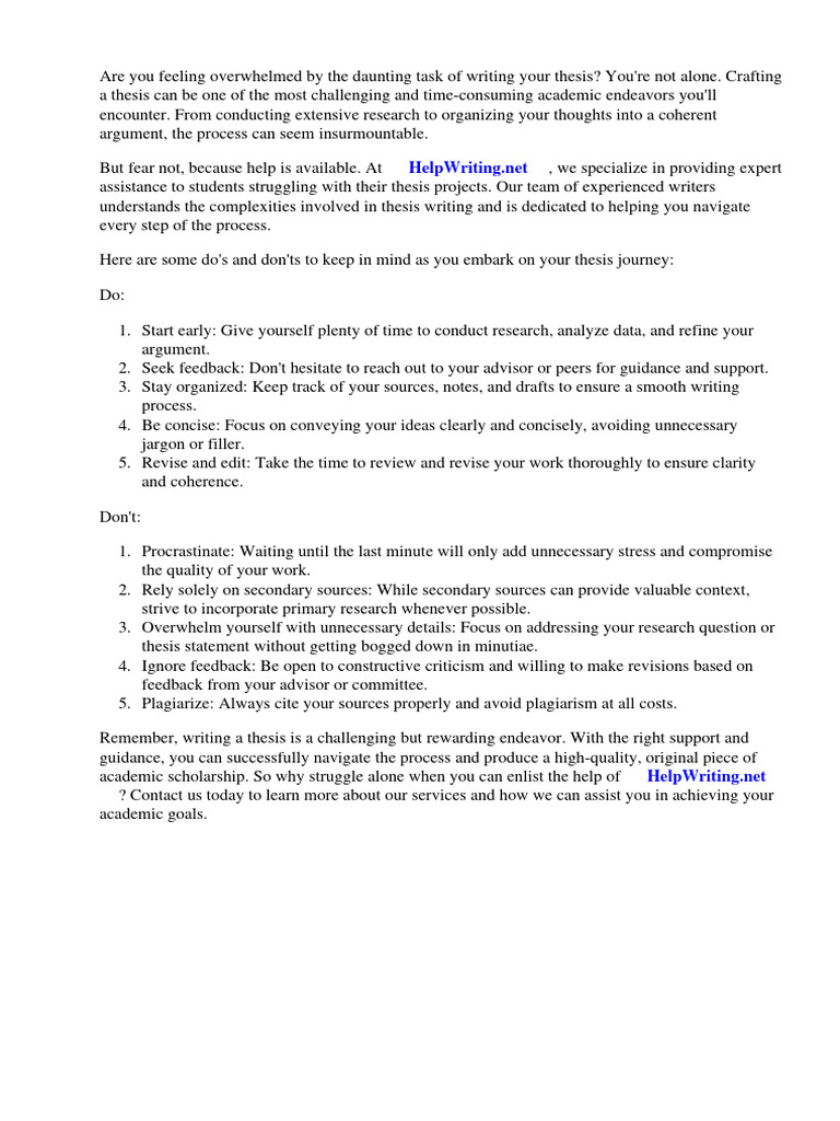 Thesis Dos And Donts Pdf Thesis Citation