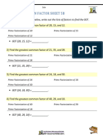 Greatest Common Factor Sheet 5b