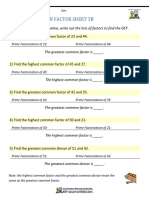 Greatest Common Factor Sheet 3b