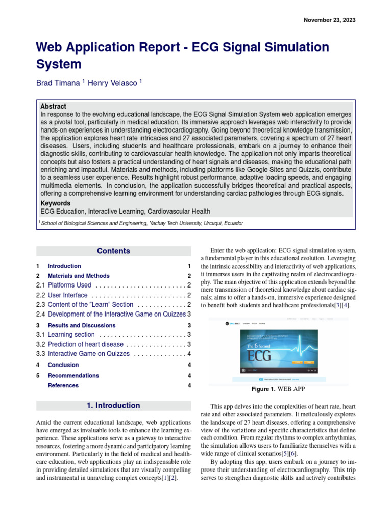 ECG Signal Simulation for Medical Education | PDF | Electrocardiography ...