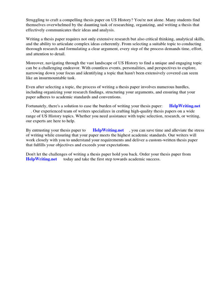 US History Thesis Writing Assistance | PDF | Thesis | Essays