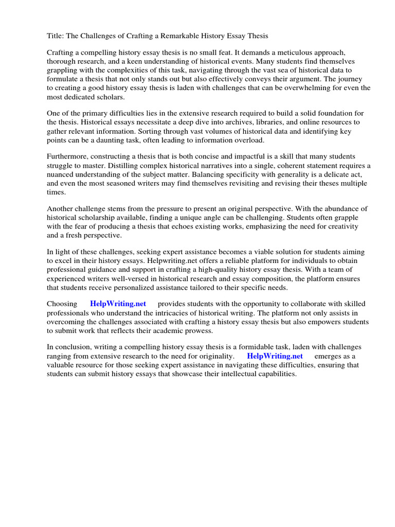 How To Write A Good History Essay Thesis PDF Essays Thesis