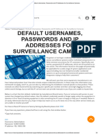 Default Usernames, Passwords and IP Addresses For Surveillance Cameras