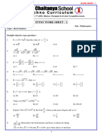 9 - Class INTSO Work Sheet - 1 - Real Numbers