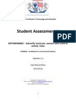 SITXWHS002 - Identify Hazards, Assess and Control Safety Risks - Assessment 1