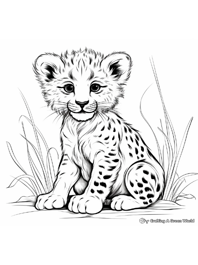 Wild Cheetah Cat Coloring Pages 4 | PDF