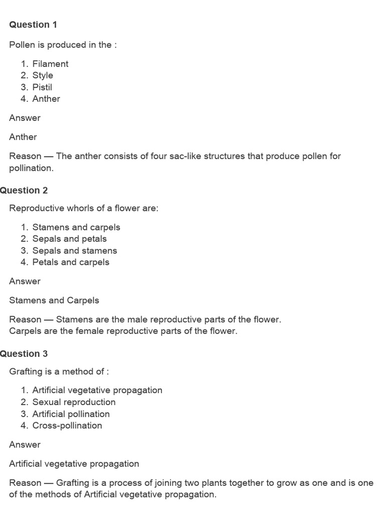 Reproduction in Plants 1 | PDF | Flowers | Pollination