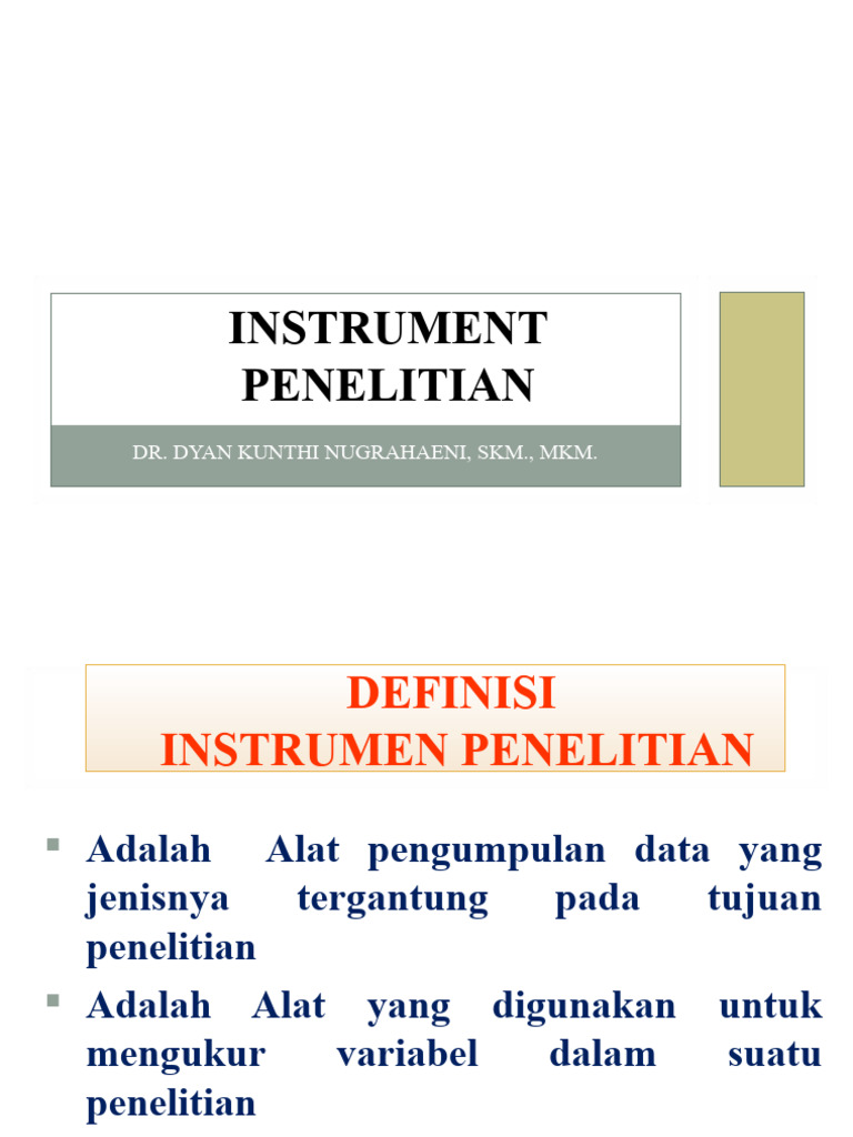 Definisi dan Jenis Instrumen Penelitian | PDF