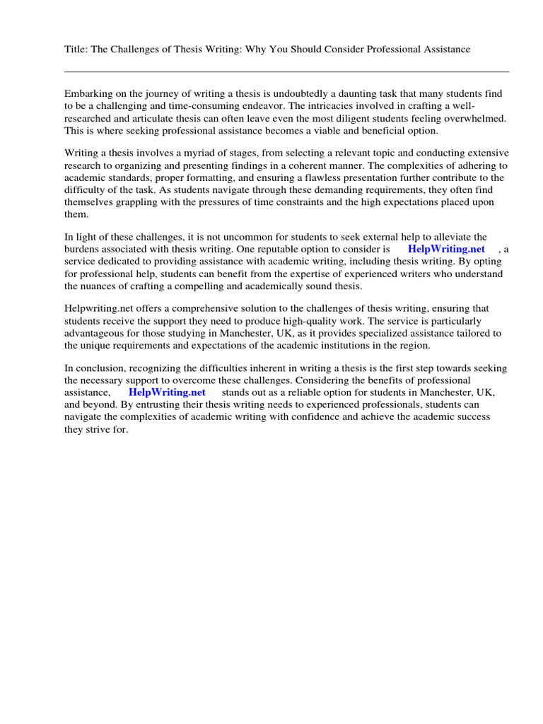 Thesis Writing Help in Manchester | PDF | Bookbinding | Thesis