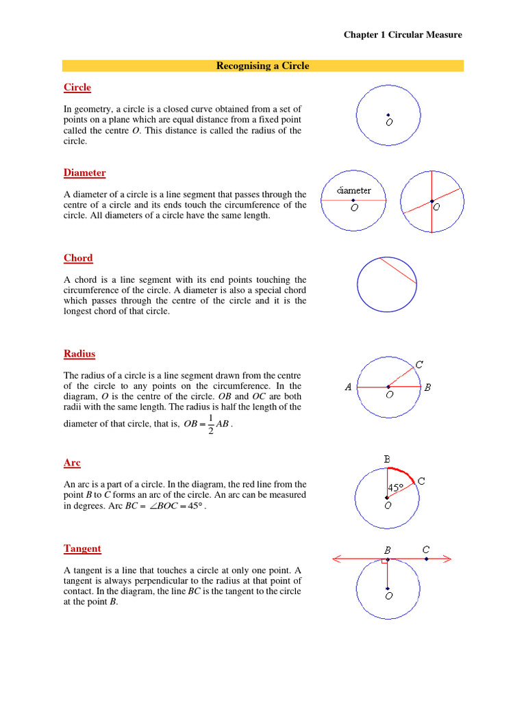 Recognising a Circle | PDF | Circle | Diameter