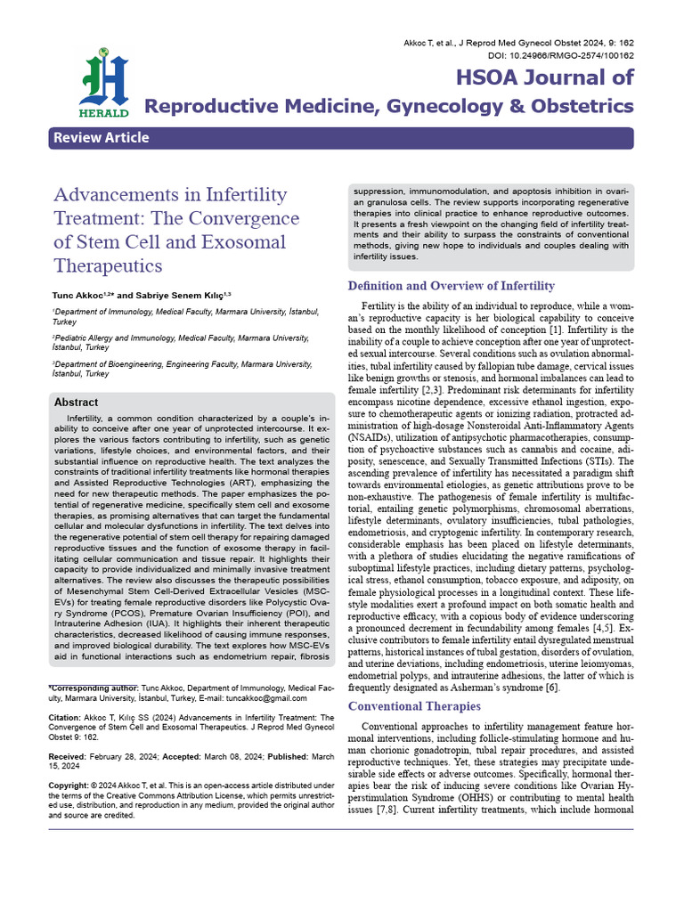 Advancements in Infertility Treatment The Convergence of Stem Cell and ...