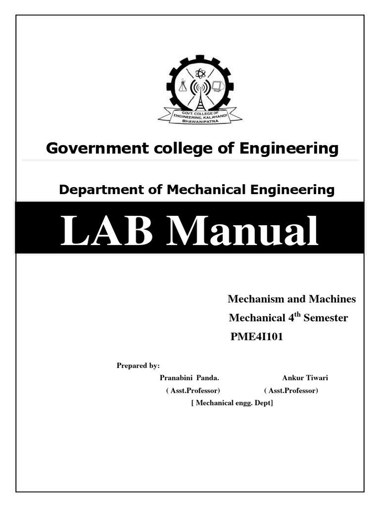 Mechanisms & Machines Lab Manual | PDF | Gyroscope | Gear